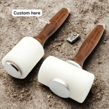 1pc Vintage Handmade Wooden Mallet, Round Head Double-Sided Leather Stamp Hammer, Wooden Handle + Nylon Head Combo, Customizable With Engraved Logo Or Name, Non-Slip Grip Design, Durable And Shock-Resistant To Improve Handicraft Efficiency. Suitable For Leather Carving, Punching And Trimming Workshops, DIY Craftsmen's Gift, Practical Gift For Leather Enthusiasts, DIY Hobbyists, Fathers, Boyfriends Or Workshop Masters.