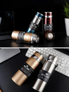 Extra Large 33.8oz Insulated Tumbler, Stainless Steel Vacuum Insulated Bottle, Hot & Cold Travel Mug, Leak-Proof Sports Water Bottle, Fits Car Cup Holder, Portable For Travel, Gym, Office And Outdoor, Gift Box For Men, Women, Boss And Graduates - Multicolor - View 9