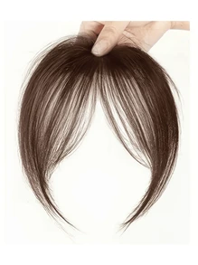 Middle Part Wispy Bangs Hair Topper, Invisible Seamless Lightweight Fluffy Hairpieces For Volume