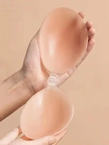 1pc Women's Silicone Push-Up Bra Pads - Invisible Seamless Wireless Lift, PVC-Free Adhesive Cups, Hand Washable Transparent Breast Enhancer Pads For Bras (Elegant Design) - Multicolor - View 2