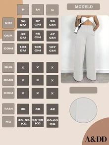 Women's Tailored Pants, High Waist, Wide Leg, Sophisticated, Blogger, Elegant, Modern, National Shipping SHEIN 11.11 ADD MODA FEMININA EIRELI - 白色 - 查看 6