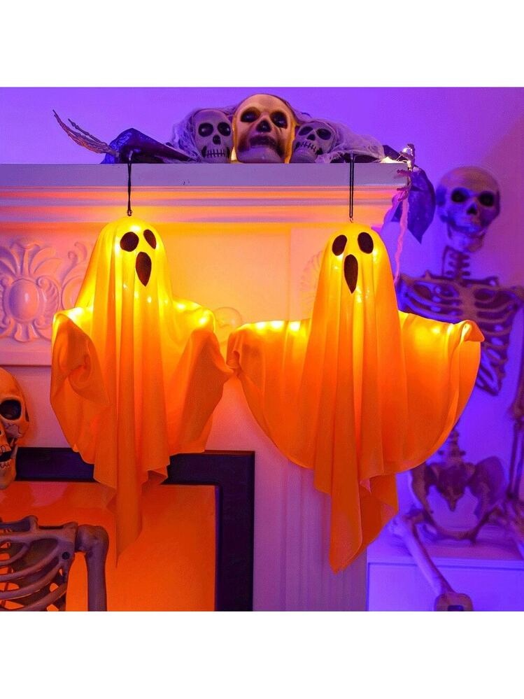 NLMWTI 5 Pezzi Fantasmi Halloween, Fantasma da Appendere per Halloween con Luce LED, Migliore Decorazione da Appendere per Halloween, Cortile, Patio