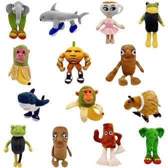 New Tung Tung Tung Sahur NaiKe Shark Plush Doll, Wood Stick, Elephant, Frog, Banana, Monkey, Holiday Gift Plush Doll