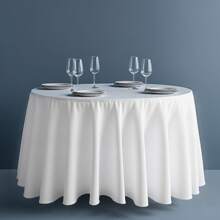 228cm/275cm Round 120g Polyester Round Tablecloth, Banquet Tablecloth, Wedding, Party Tablecloth, Solid Color Banquet Tablecloth, Party Decoration Table Cover