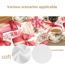 1pc/270pcs Christmas Table Runner, Pink Gift Box Berry Design, Polyester Material, 30x180cm, Winter Christmas Home Party Gathering, Restaurant Living Room Table Center Decor, Indoor Outdoor Dining Table Center Decor, Room Decor, Home Decor, Kitchen, Decorative Style, Kitchen Decor, Room Decor, Christmas Decor, Living Room Decor