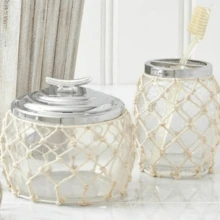 Nautical Bathroom Glass Toothbrush Holder, Clear, Beige, 1 Each, Adult - Beige - View 5