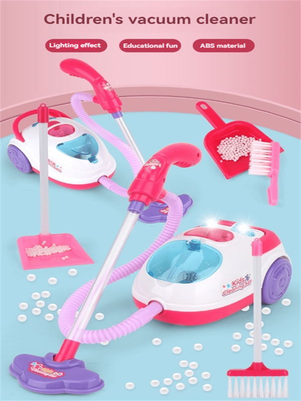 1 Set Kids Pretend Vacuum Cleaner Toy, Mini Handheld Portable With Roller, Colorful Lights, Educational Cleaning Role Play, Back To School, Holiday Gift