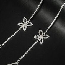 2 piezas Cadenas corporales elegantes y sencillas con mariposa, tirantes invisibles de moda y sexy, accesorios de cadena de hombro ajustable con cristales