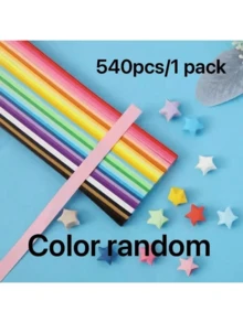 540条双面折纸星形纸条，多色可选，适用于DIY星形工艺品，可折叠成各种颜色的幸运星，是创意项目的理想纸张材料，也是返校礼物、学校奖励、情人节DIY礼物以及送给亲朋好友的理想礼物。 - 彩色 - 查看 13