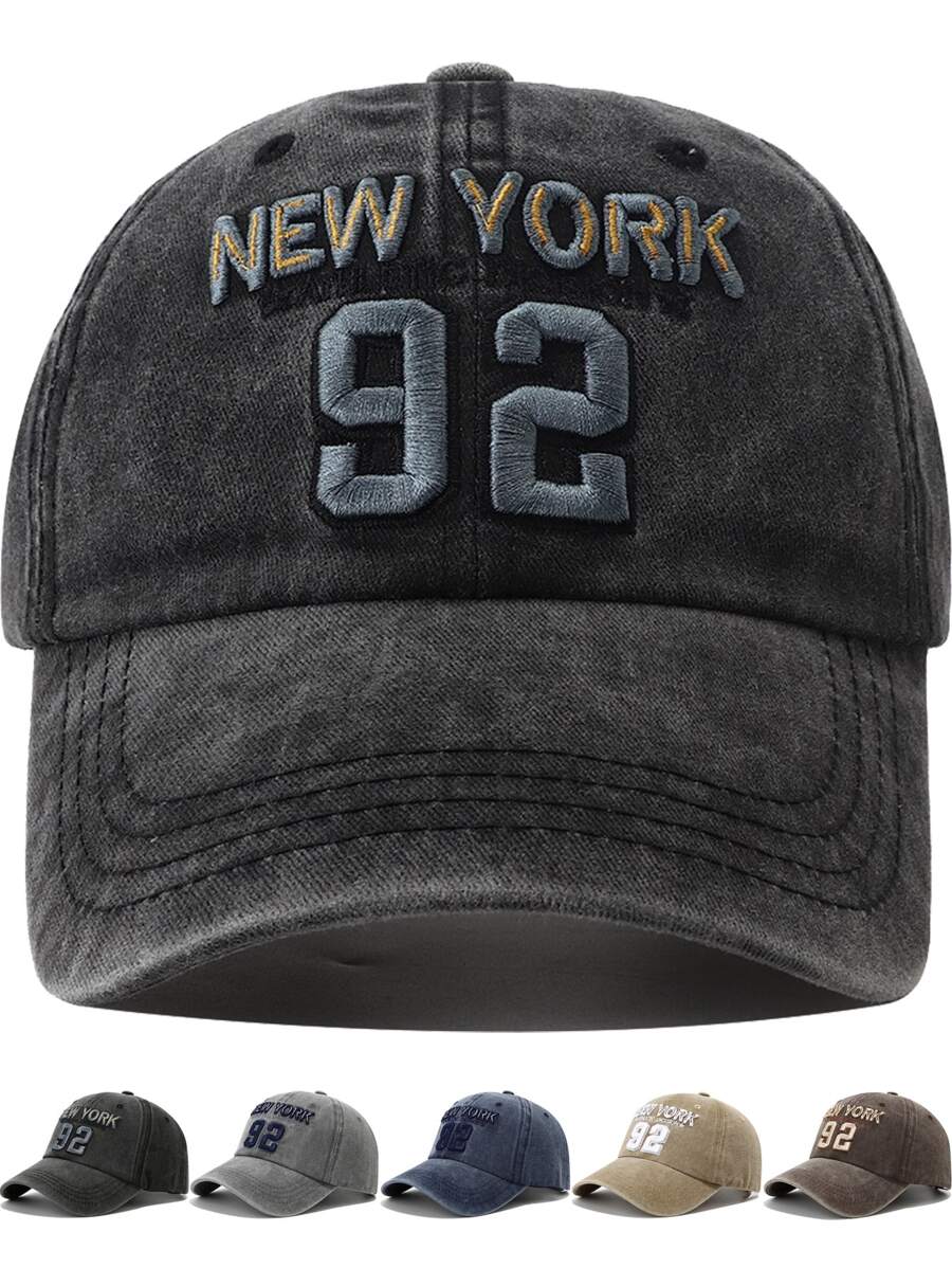 1 Piece NEW YORK ATHLETIC DICISION EMBROIDERY, NUMBER 92 EMBROIDERED BASEBALL CAP, UNISEX HAT, STYLISH CASUAL SUN HAT (5 COLORS TO CHOOSE FROM, BLACK, GRAY, NAVY BLUE, KHAKI, BROWN)
