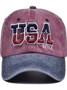 1 sztuka litery USA kontrastowa trójwymiarowa haftowana czapka baseballowa, haft literowy STYL, czapki unisex, modny swobodny kontrastowy wzór przeszyć kapelusz przeciwsłoneczny (litera A ma mały szczegół wzoru gwiazdy, do wyboru jest 6 kolorów)