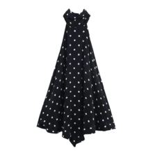 Áo kiểu nữ DEEKA thời trang gợi cảm hở lưng chấm bi cổ yếm, hàng mới về mùa hè, màu đen. - màu đen - Xem 6