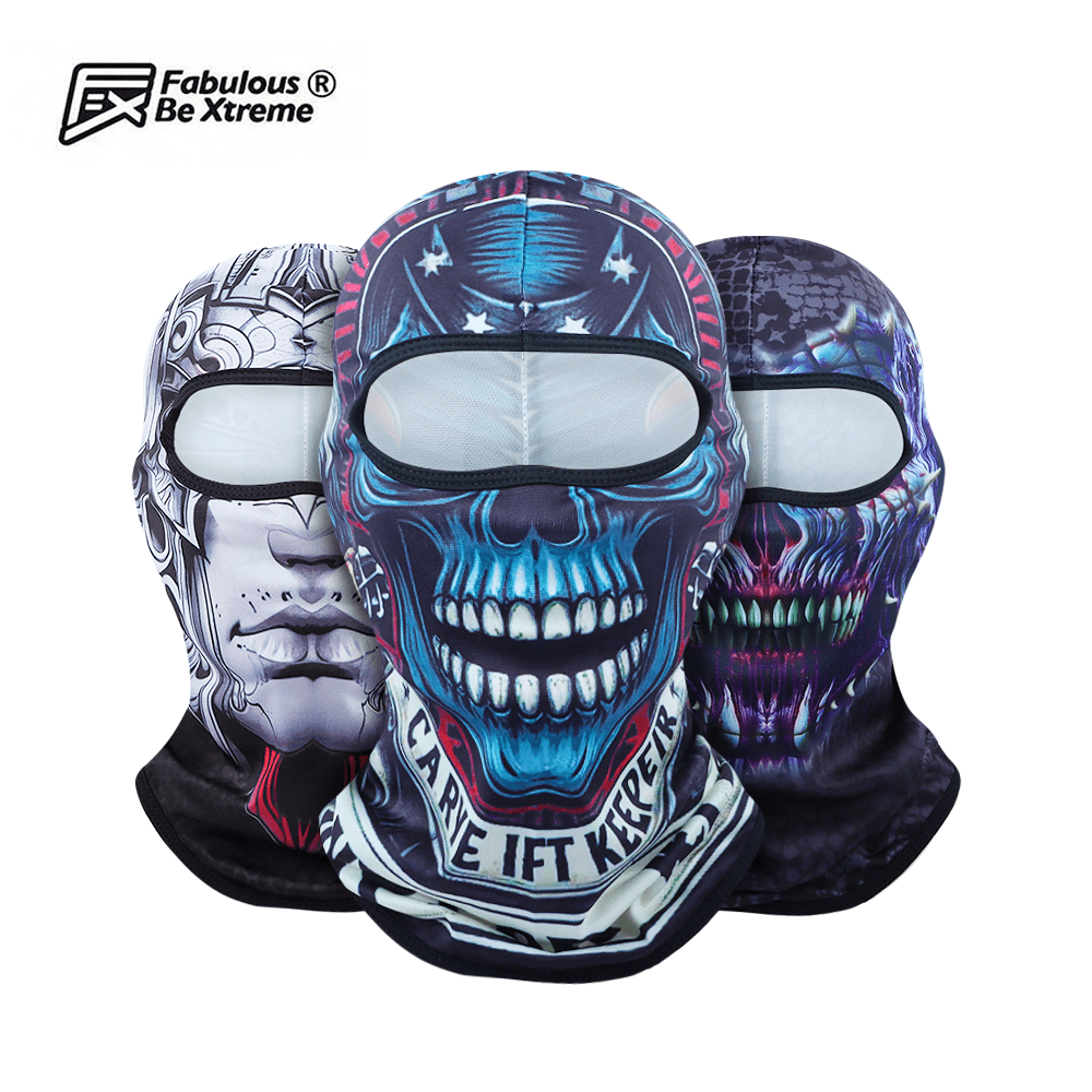 Fabulous Be Xtreme Nova Proteção de Cabeça da Moda para Festa Caveira, Balaclava com Impressão 3D, Máscara com Forro Respirável e que Absorve a Umidade, Cobertura de Cabeça para Esportes ao Ar Livre, Motocicleta, Ciclismo