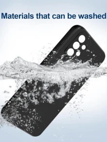 2 件适用于 Galaxy 手机壳，时尚纤薄液态硅胶全身保护套适用于 Galaxy 手机壳，黑色手机壳防指纹保护保险杠磨砂盖（黑色）