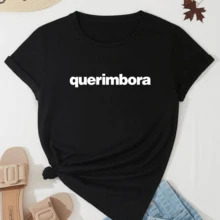 Women's T-Shirt Funny Phrases Shirt Basic Minimalist Blouse 100% Cotton - màu đen - Xem 2