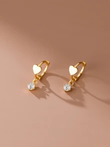 1 对简约奢华 925 纯银镂空心形耳钉，适合女士和女孩，非常适合日常佩戴、生日、情人节礼物