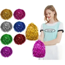 8 件带手柄的啦啦队绒球，舞蹈道具绒球 - 彩色 - 查看 9