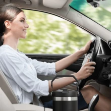 30盎司带吸管盖手柄杯，双层真空隔热水瓶，防漏杯身，适合旅行咖啡杯，杯架友好，适用于办公室、家庭、运动