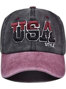 1 sztuka litery USA kontrastowa trójwymiarowa haftowana czapka baseballowa, haft literowy STYL, czapki unisex, modny swobodny kontrastowy wzór przeszyć kapelusz przeciwsłoneczny (litera A ma mały szczegół wzoru gwiazdy, do wyboru jest 6 kolorów)