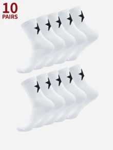 10 Pairs Men's Star Pattern Casual Mid-Calf Socks - Multicolor - View 11