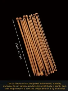 9pcs/Set, 2pcs/Pack - Bamboo Knitting Needle Set, Suitable For Beginners And Adults, 13.78 Inch Single Pointed Needles, 2-10mm Straight Knitting Needles, Wooden Needle Set, Great For Sweaters, Socks, Shawls, Scarves - Brown - View 5