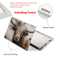 1 Stück, Hochland-Kuh Leinwanddruck, Tierkunstwerke, Poster, zum Aufhängen, perfekt für Schlafzimmer, Wohnzimmer, Küche, Flur Wanddekoration, inspirierende Wandkunst für Badezimmer, Büros, Cafés, Hotels, Heimdekoration - Leinwandmaterial (optionaler Rahmen) - Verschiedenfarbig - Übersicht 8