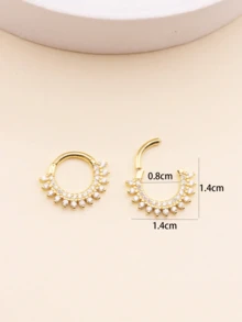 1pc Diamond Zirconia Septum Nose Ring, Cartilage Earring - Yellow Gold - View 11