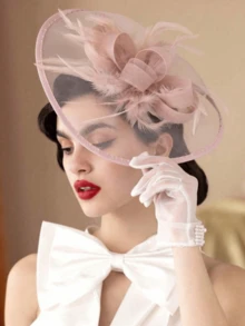 1 件 Ffascinators 女士帽子，精美茶会帽，优雅的 1950 年代肯塔基德比帽，羽毛发夹，适合新娘婚礼派对，鸟笼面纱头带，花朵，1920 年代赛马头饰，复古布里奇顿软呢帽，贝雷帽，50 年代服装教堂帽，黑色面纱，适合葬礼，1940 年代礼服，维多利亚帽，药盒帽，洛丽塔配饰，适合女性，女孩生日，母亲节，万圣节，圣诞节礼物 - 藕粉色 - 查看 14