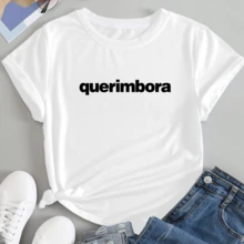 Women's T-Shirt Funny Phrases Shirt Basic Minimalist Blouse 100% Cotton - trắng - Xem 2