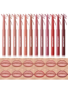 LANGMANNI 12支装唇线笔套装：哑光丝绒唇线笔套装，质地柔滑细腻，防水高显色，适合女性日常唇妆。 - 12 Set - 查看 1