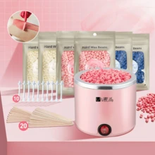 Pink Waxing And Hair Removal Set 200cc Wax Heater 6 Packs Of Waxing Wax Beans 20 Waxing Sticks Suitable For Women To Wax And Remove Hair At Home. - 美規A型插(110-127V) - 查看 6
