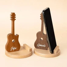 Custom Wooden Guitar Art Ornament, Cell Phone Holder, Engraved Name Desktop Decoration Birthday Gift For Guitar Lover, Stylish, Modern, Customized, Personalized, Unique For Him, Her, Boyfriend, Girlfriend, Dad, Mom, Family, Friends, Anniversary, Valentine's Day, Mother's Day, Homecoming, Christmas, Halloween, Ramadan, Birthday, Father's Day