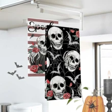 Halloween Gothic Skull Kitchen Dish Towels Set Of 2/4/6/48, Spooky Black Pumpkin Rose Flower Drying Hand Towels Baking Cooking Cloth, Stripes Spider Web Bat Holiday Home Kitchen Decoration