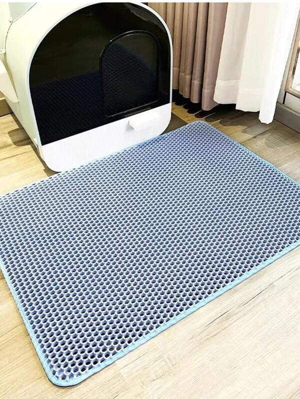 1pc Extra Thick EVA Double Layer Pet Mat, Large Anti-Tracking Cat Litter Mat, Prevents Litter Spilling, For Cats