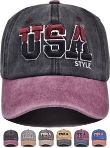 1 sztuka litery USA kontrastowa trójwymiarowa haftowana czapka baseballowa, haft literowy STYL, czapki unisex, modny swobodny kontrastowy wzór przeszyć kapelusz przeciwsłoneczny (litera A ma mały szczegół wzoru gwiazdy, do wyboru jest 6 kolorów)