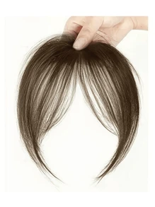 Middle Part Wispy Bangs Hair Topper, Invisible Seamless Lightweight Fluffy Hairpieces For Volume