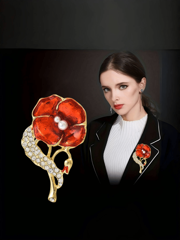 Red Flower Brooch, Adds Romantic And Elegant Style To Your Outfit School