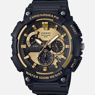 Casio 卡西欧男士石英表，黑色表壳，黑色表带，指针式显示，石英机芯，100米防水，适合日常佩戴、运动及其他场合，MCW-200H-9A