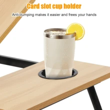 Laptop Desk, Laptop Bed Table With Foldable Legs & Cup Slot, Reading Holder Notebook Stand Breakfast Bed Tray Book Holder For Sofa, Bed, Terrace, Balcony - Walnut - View 5