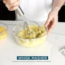 Potato Masher,Stainless Steel Potato Masher With Non-Slip Handle,Manual Vegetable Crusher,Fruit Masher,Potato Ricer,Vegetable Press,Kitchen Gadgets - Multicolor - View 7