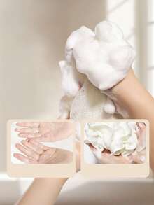 1 件装白色香皂沐浴球全新沐浴球泡沫丰富皂液保持力二合一沐浴球 - 彩色 - 查看 2