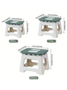 1pc Thick Plastic Foldable Stool, Portable Mini Outdoor Adult Chair, Fishing Bench With Handle - Multicolor - View 3