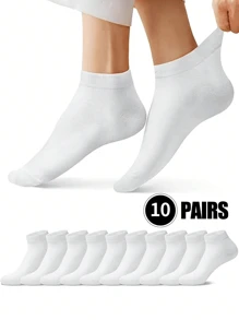 10 Pairs White Low-Cut Breathable Casual Boat Socks For Women, Thin Disposable Ankle Socks For Travel & Vacation