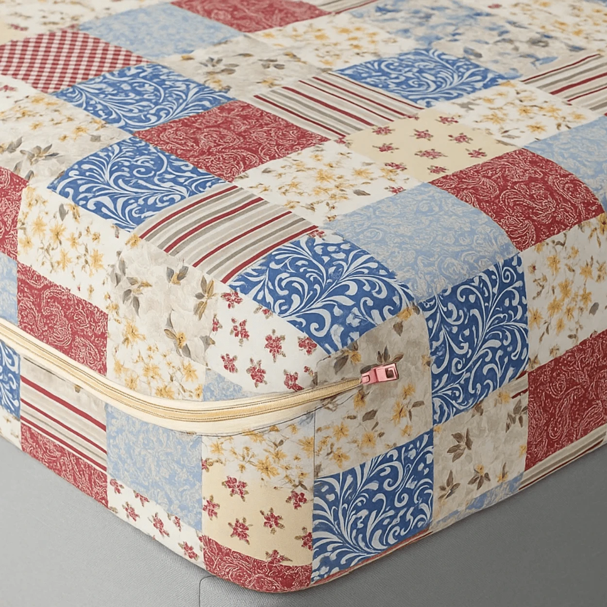 Cubre Colchón Protector Matrimonial Con Cierre protección para el colchón completa Cubre Colchón Protector con Cierre silenciosa, Lavable a máquina, Suave para Dormir cómodamente por la Noche - Cuadros flores - Ver 1