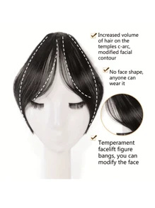 Middle Part Wispy Bangs Hair Topper, Invisible Seamless Lightweight Fluffy Hairpieces For Volume