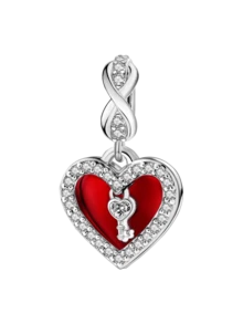 1pc Red Zirconia Double Hoop Bead Pendant, Suitable For DIY Bracelets And Women Jewelry - Silver - View 22