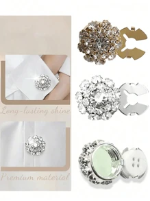 1/2/4 件 23 毫米女士水钻纽扣套、水晶纽扣套、可拆卸夹式纽扣套、服装用水晶花式纽扣、带钳子的纽扣按扣（适用于礼服衬衫配件）、铅色