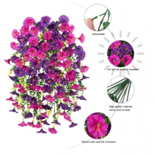 NKEN 4 PCS 75cm Artificial Hanging Morning Glory Set (Multi-Color: Purple/Pink/Blue/White) - Uv Resistant Realistic FauxFlowers With Eucalyptus Leaves For Weddings, Home, Office, Garden & Party Decor
