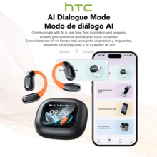 HTC NE27 AI Open Wireless Earbuds With Artificial Intelligence Translation, Bt 6.0, Lcd Touchscreen, Stereo Sound, Long Life, Transparent Case, Noise Cancellation On Calls, 134 Languages Ready To Translate - Black NE27 AI - View 2