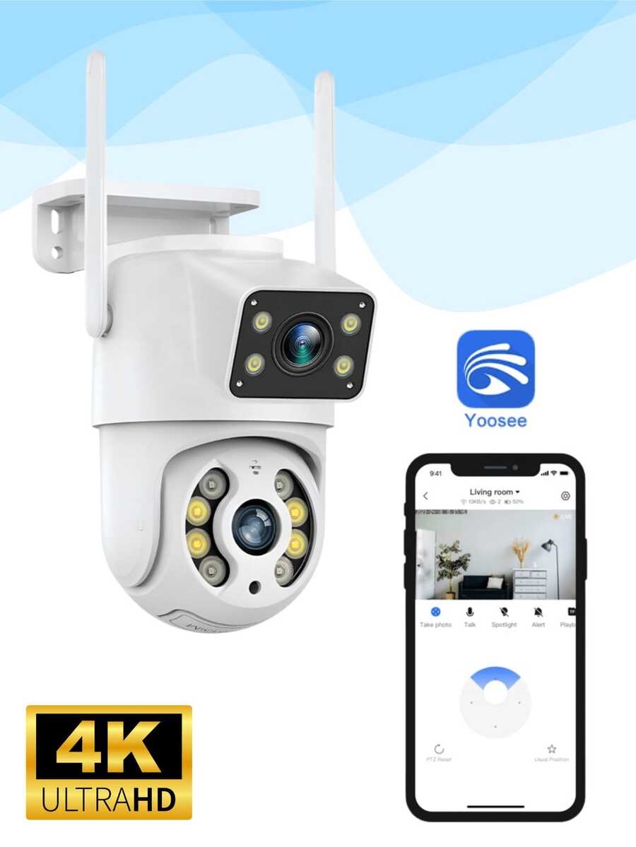 YOOSEE IP66 Wi-Fi Security Camera With Dual Lens And 360° View By Motion Detection. - 白色 - 查看 1